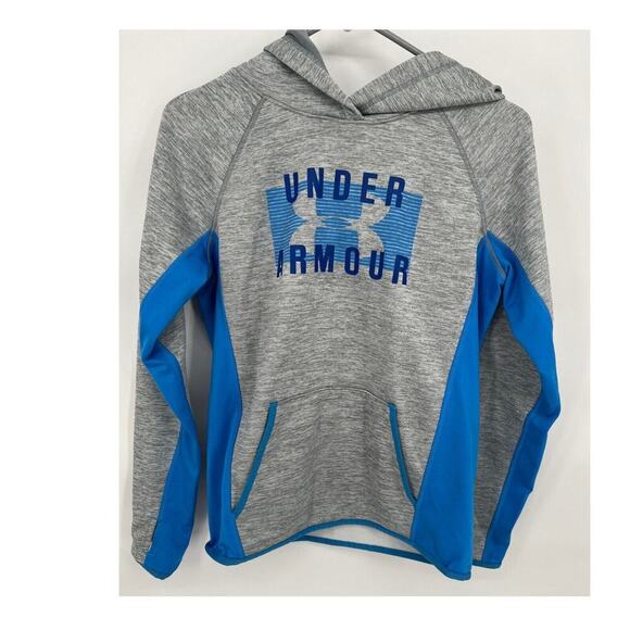 Under Armour Sweatshirt Womens Extra Small Gray Blue Loose Cold Gear Hoodie - Picture 1 of 7